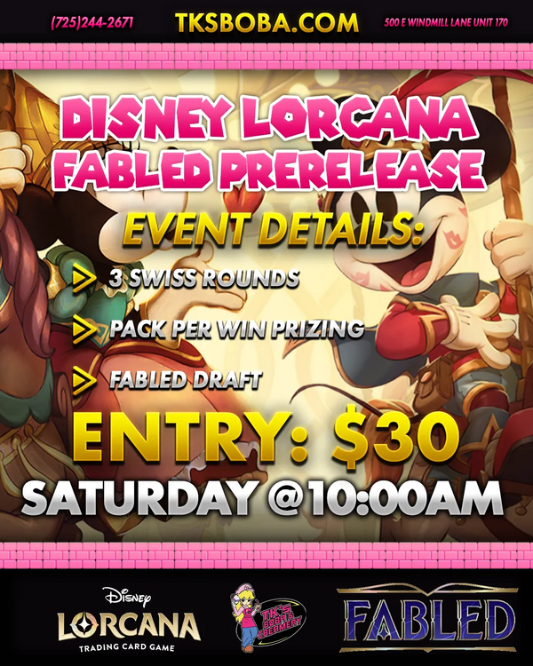 Disney Lorcana: Prerelease Draft Event Entry (Hosted @ TK's Boba & Creamery)