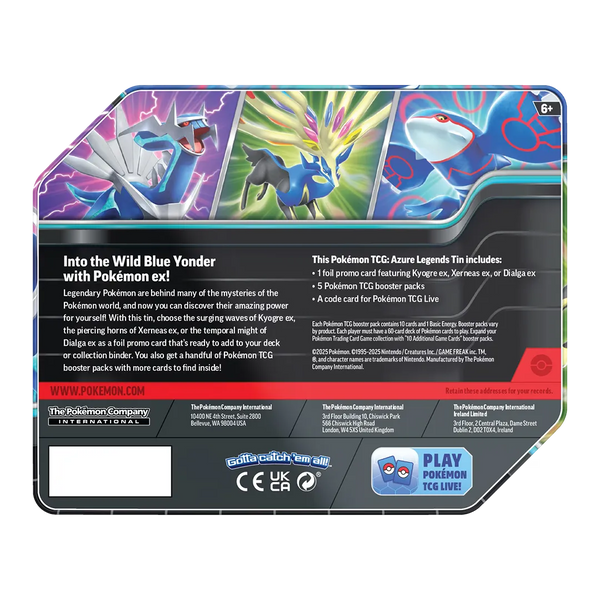 pokmon - trading card game: azure legends tin Pokmon Trading Card Game: Azure Legends Tin (One per Order) Styles May Vary 100-10148