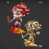 Two figurines, one red with goggles and the other gold, on a dark background with 'Secret Lair' branding.
