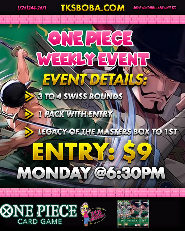 One Piece TCG: Weekly Event (Hosted @TK's Boba & Creamery)
