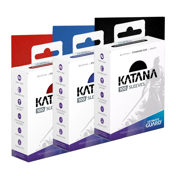 Ultimate Guard Katana Sleeves Black, Blue, and Red